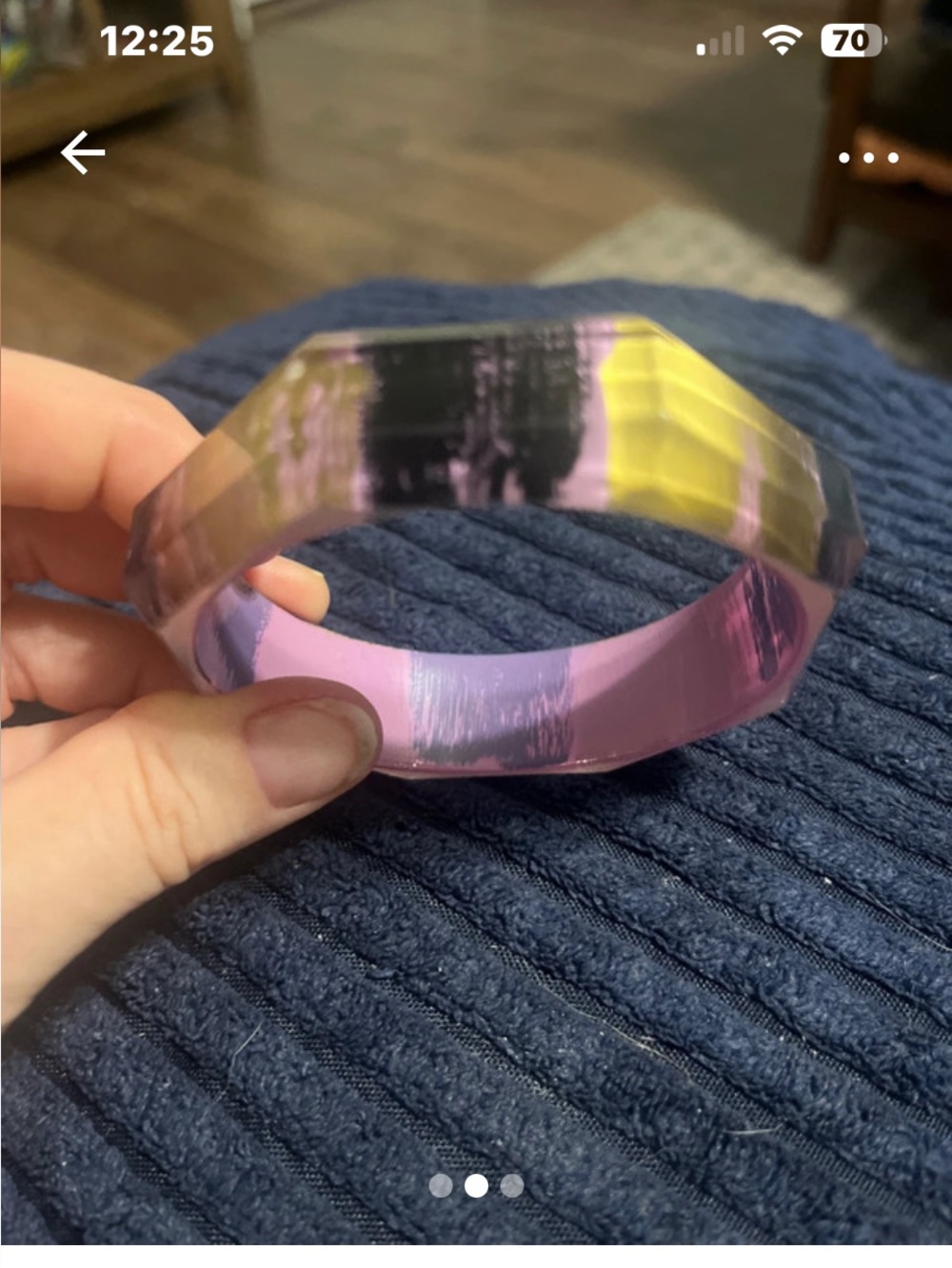 Multicolor Resin Bangle Bracelet - Pink, Yellow, Black